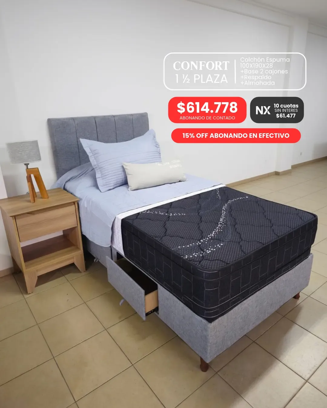 Promo Confort Cajones 1 1/2 pl